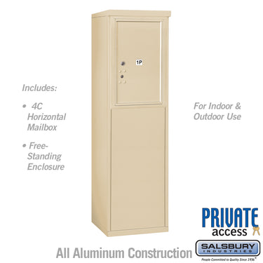 6 Door High Free-Standing 4C Horizontal Parcel Locker with 1 Parcel Locker in Sandstone with Private Access